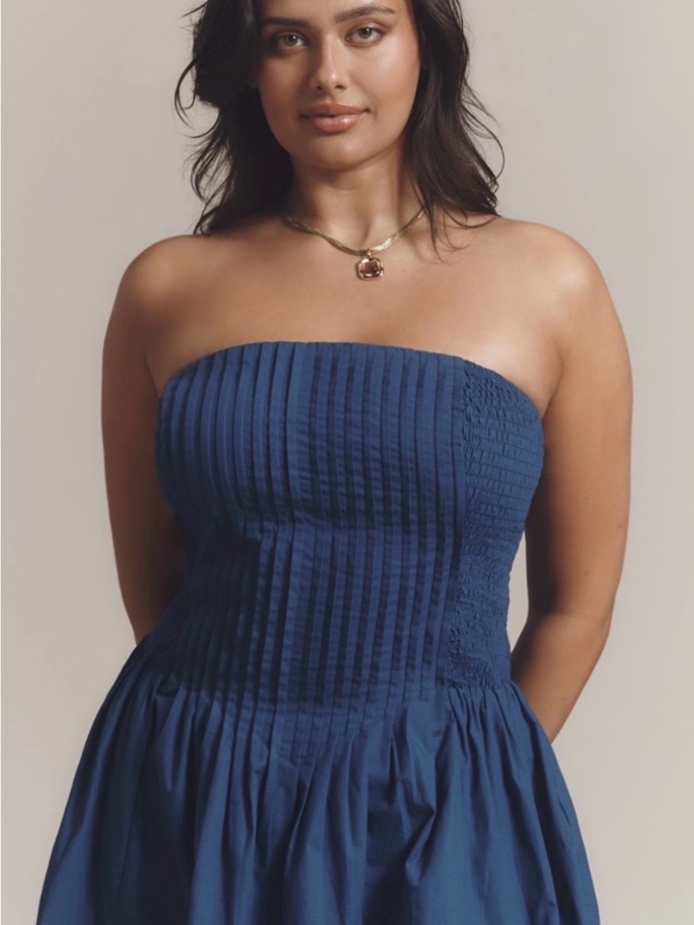 NWT Anthropologie cotton strapless midi dress size M - Picture 5 of 8
